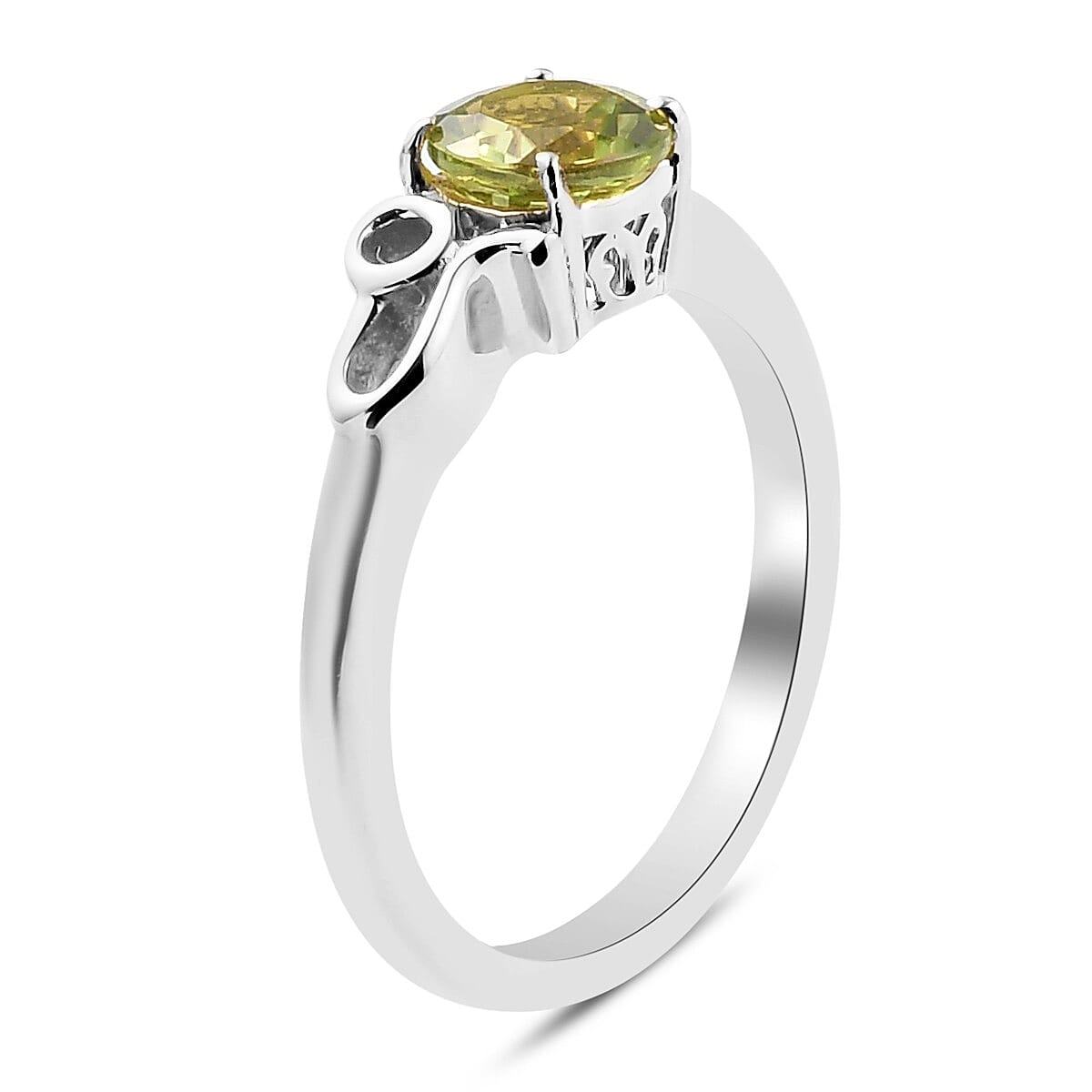 Hebei Peridot Zodiac-Leo Ring in Platinum Overlay Sterling Silver 0.720 Ct.