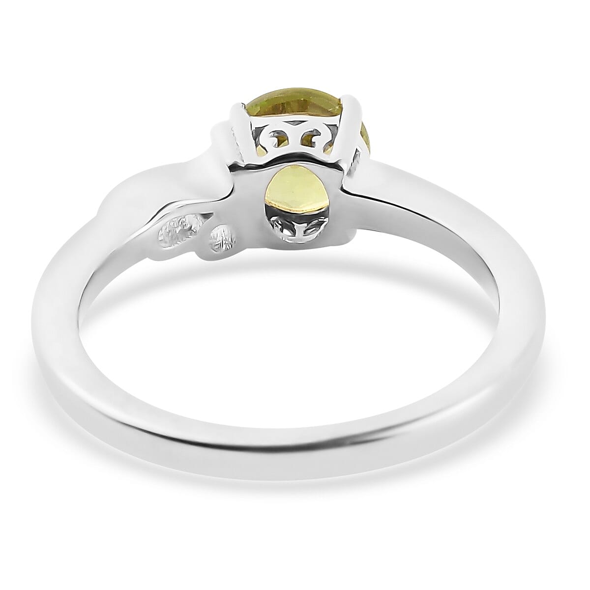 Hebei Peridot Zodiac-Leo Ring in Platinum Overlay Sterling Silver 0.720 Ct.