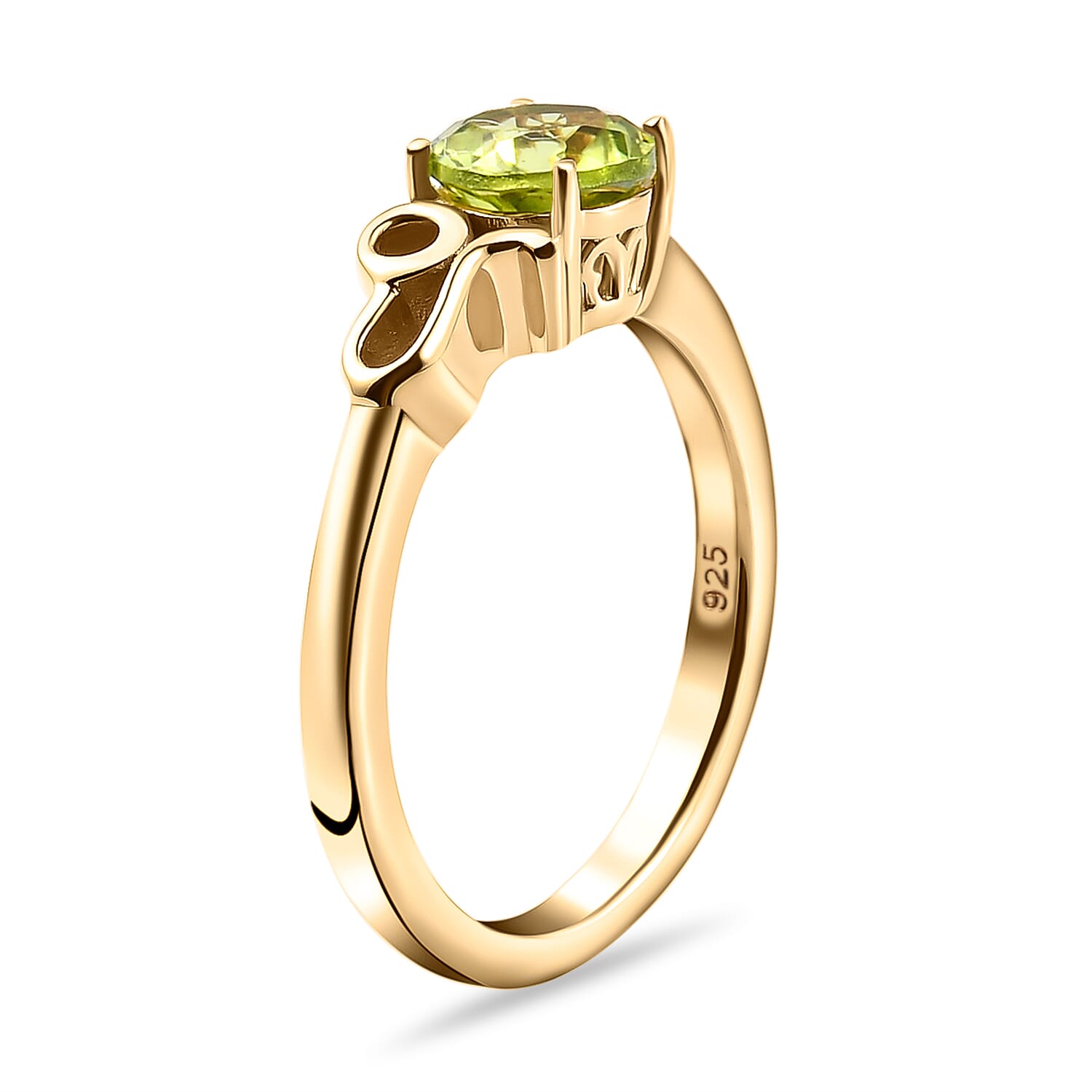 AA Hebei Peridot Zodiac-Leo Ring in 14K Gold Overlay Sterling Silver