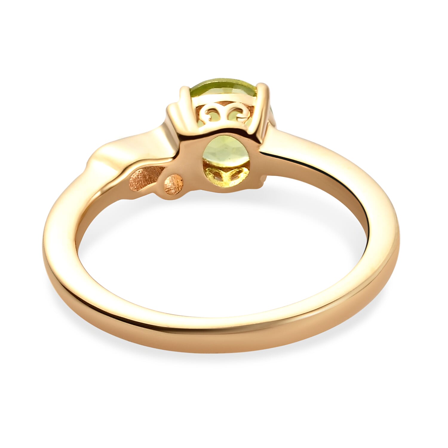 AA Hebei Peridot Zodiac-Leo Ring in 14K Gold Overlay Sterling Silver