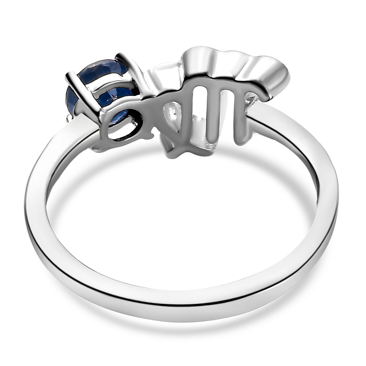 Madagascar Blue Sapphire Ring in Platinum Overlay Sterling Silver.