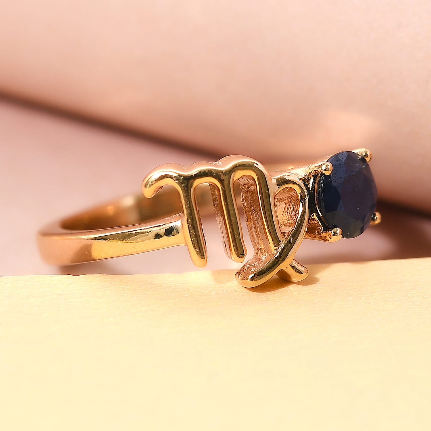Madagascar Blue Sapphire Ring in 14K Yellow Gold Overlay Sterling Silver