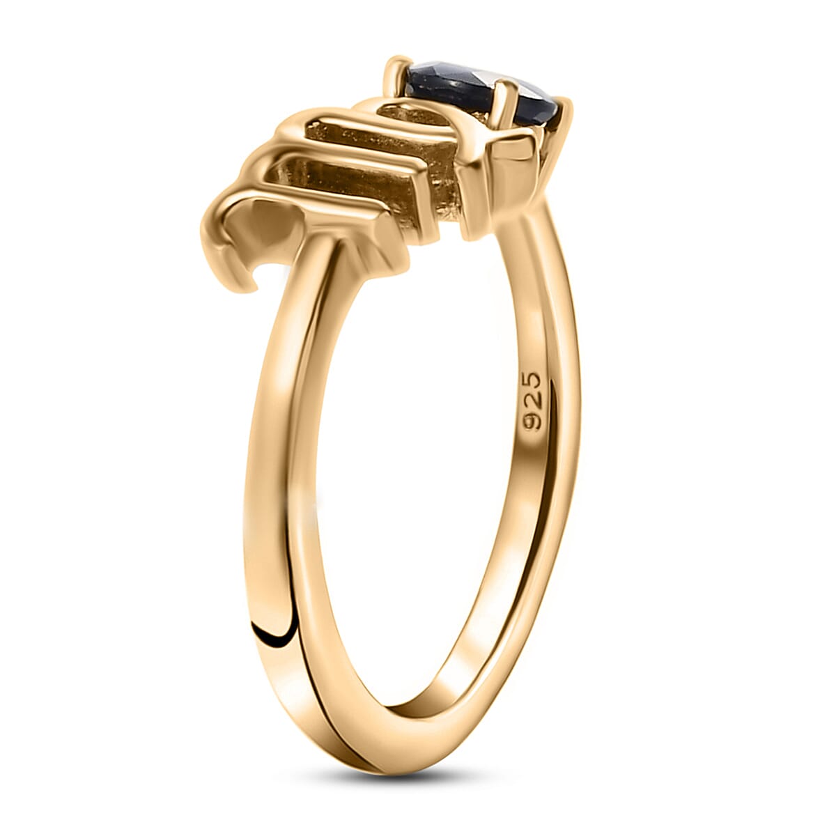 Madagascar Blue Sapphire Ring in 14K Yellow Gold Overlay Sterling Silver