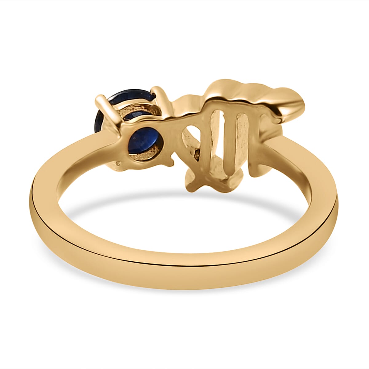 Madagascar Blue Sapphire Ring in 14K Yellow Gold Overlay Sterling Silver