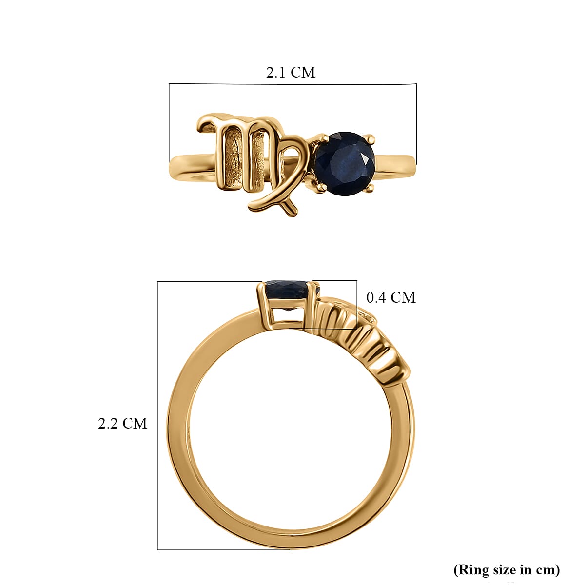 Madagascar Blue Sapphire Ring in 14K Yellow Gold Overlay Sterling Silver