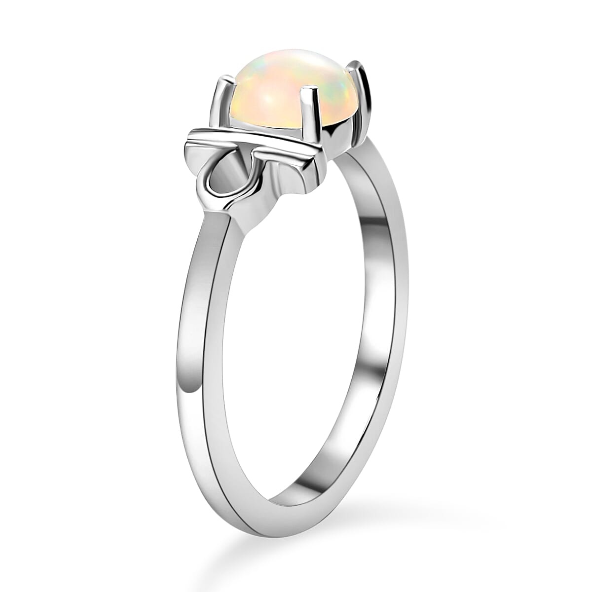 AA Ethiopian Welo Opal Zodiac-Libra Ring in Platinum Overlay Sterling Silver