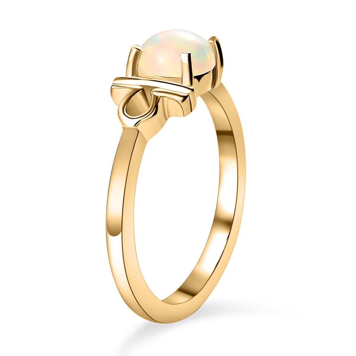 AA Ethiopian Welo Opal Zodiac-Libra Ring in 14K Gold Overlay Sterling Silver 0.500  Ct.