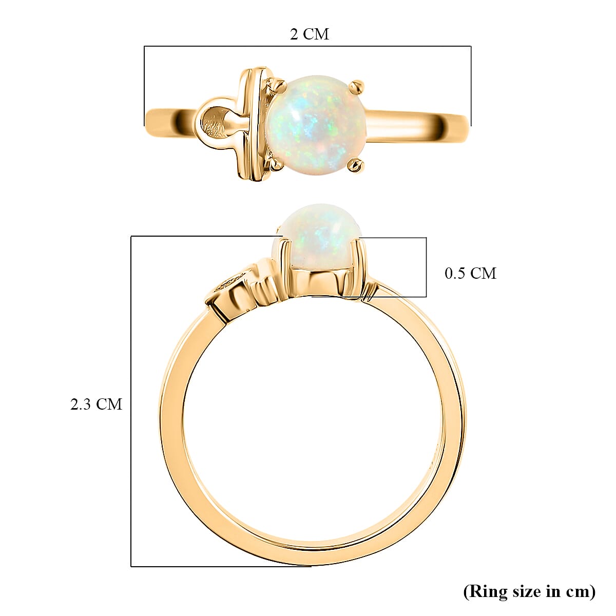AA Ethiopian Welo Opal Zodiac-Libra Ring in 14K Gold Overlay Sterling Silver 0.500  Ct.