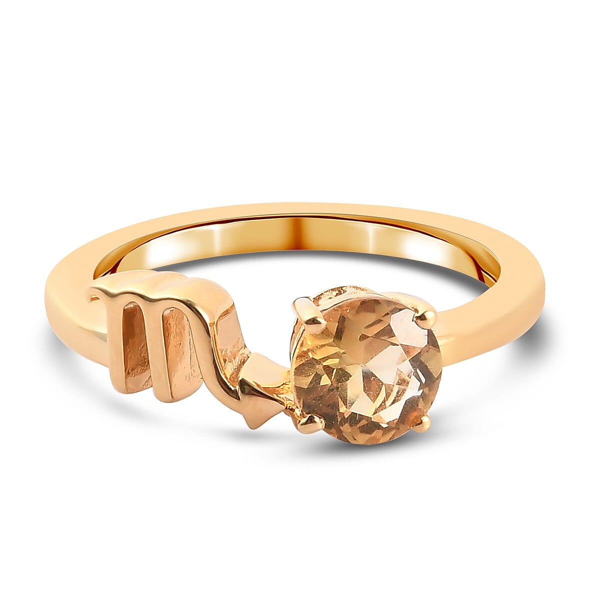 AA Citrine Zodiac-Scorpio Ring in 4K Gold Overlay Sterling Silver 0.75 Ct.