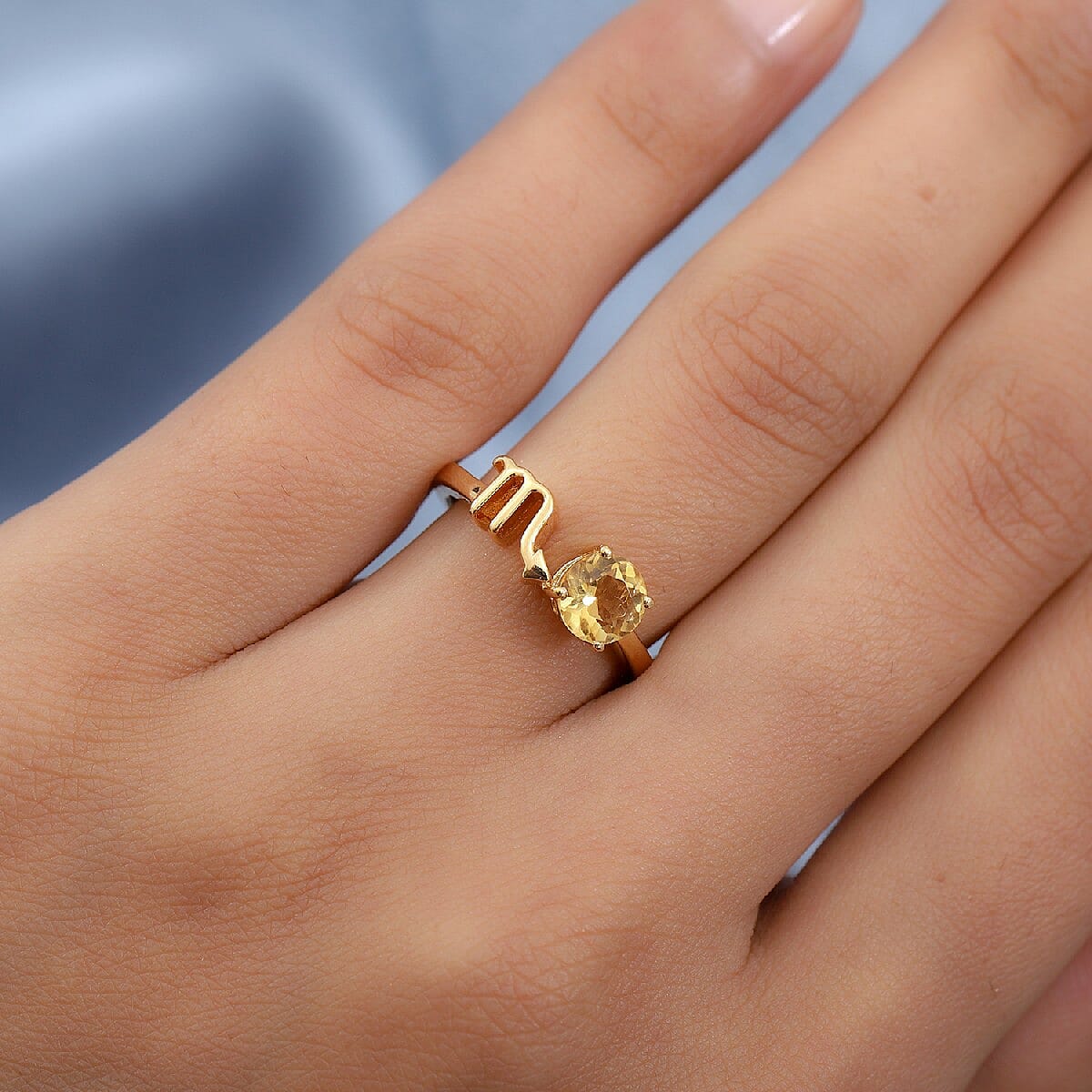 AA Citrine Zodiac-Scorpio Ring in 4K Gold Overlay Sterling Silver 0.75 Ct.