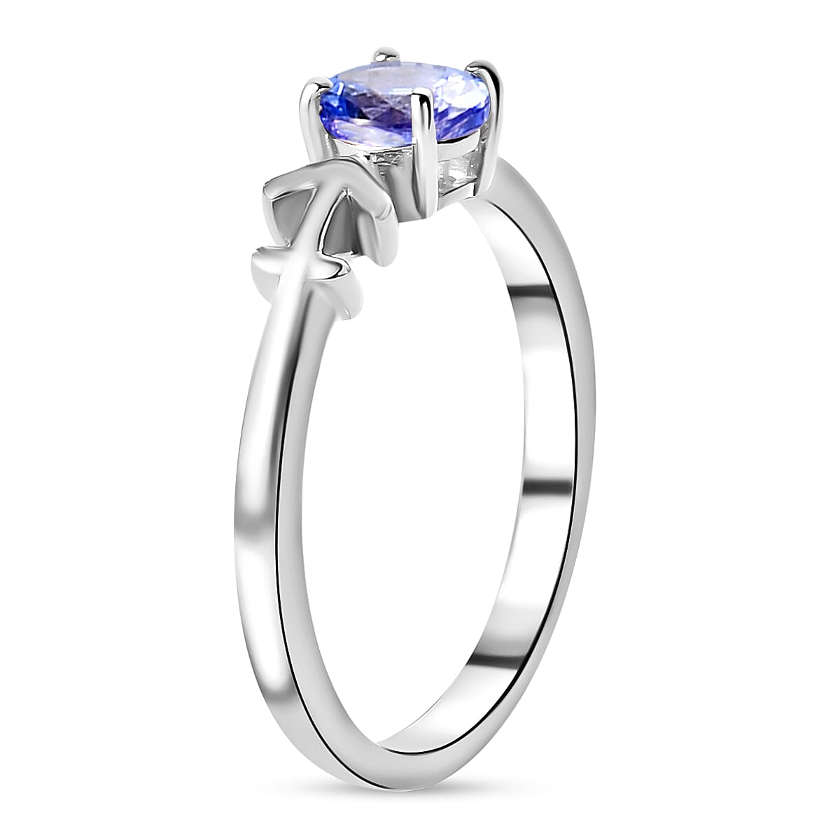 AA Tanzanite Zodiac-Sagittarius Ring in Platinum Overlay Sterling Silver