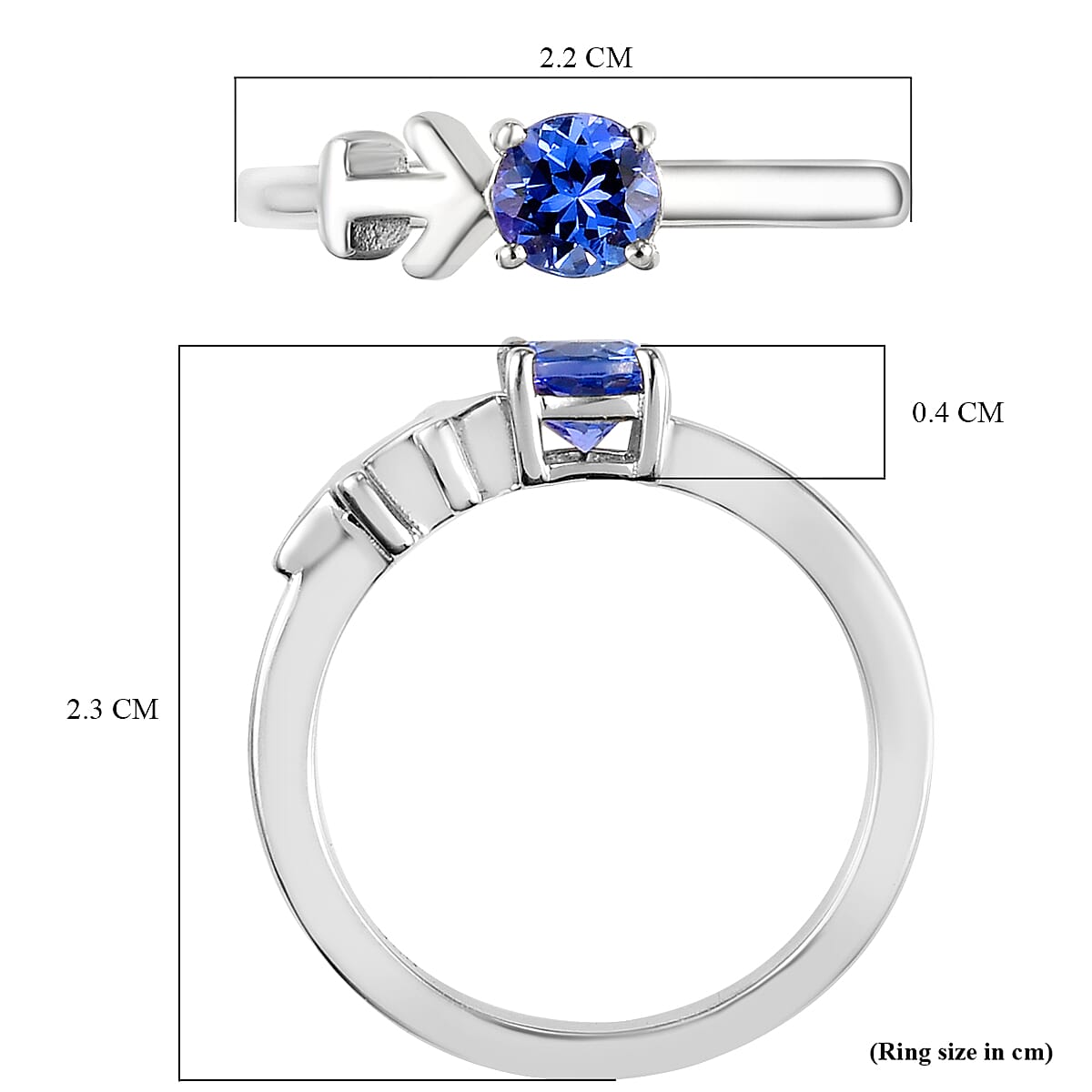 AA Tanzanite Zodiac-Sagittarius Ring in Platinum Overlay Sterling Silver
