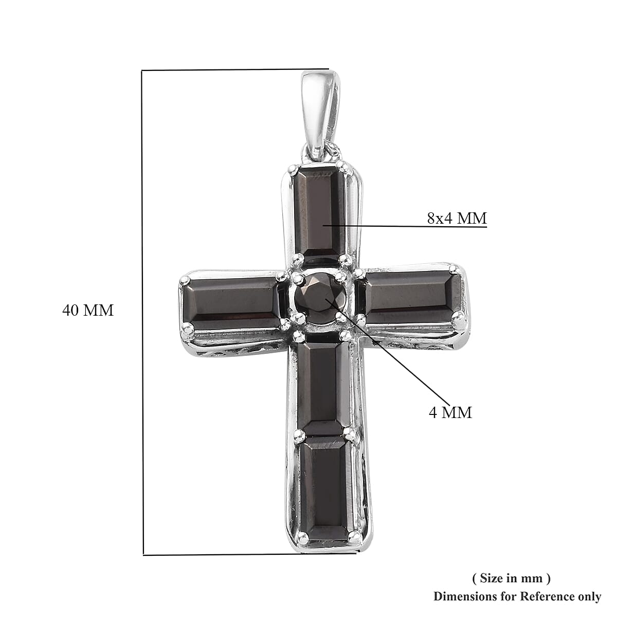 Shungite Cross Magnetic Pendant in Platinum Overlay Sterling Silver 2.09 Ct, Silver wt 6.70 Gms