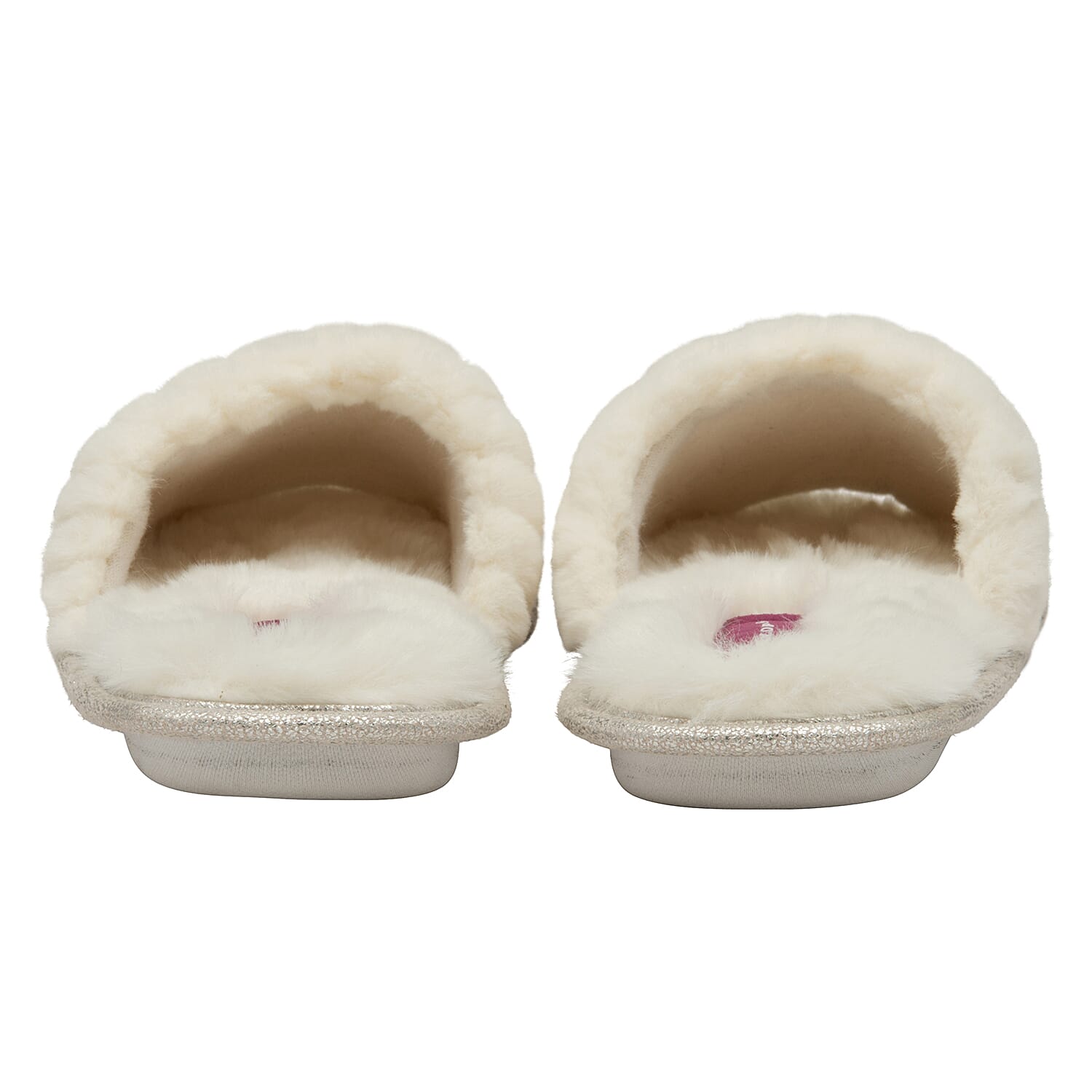 Dunlop Phoebe Ladies Memory Foam Faux Fur Lined Slip On Mule Slippers (Size 3) - Cream