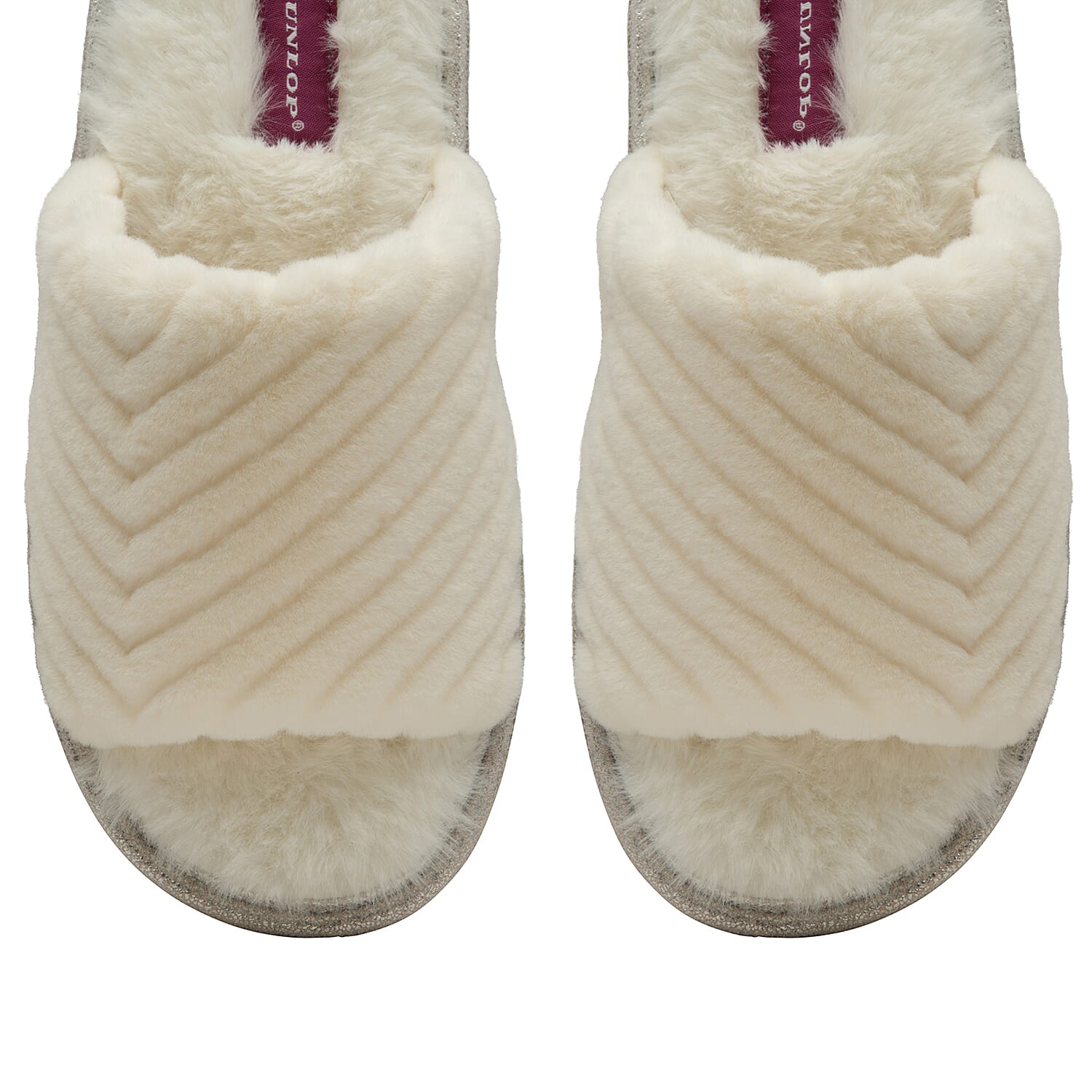 Dunlop Phoebe Ladies Memory Foam Faux Fur Lined Slip On Mule Slippers (Size 3) - Cream