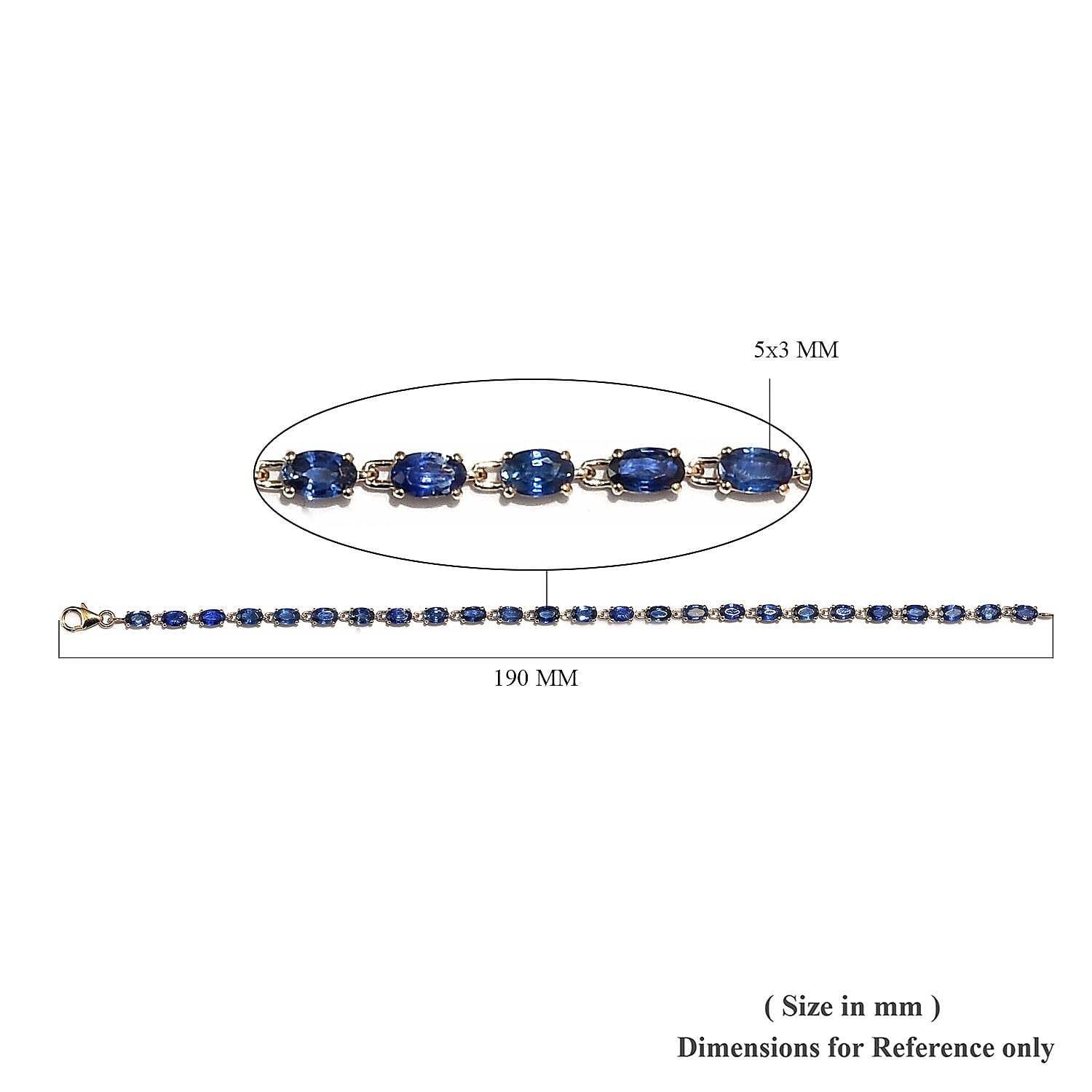 9K Y Gold AA Royal Ceylon Sapphire Bracelet (Size 7.5) with Lobster Clasp 7.50 Ct.