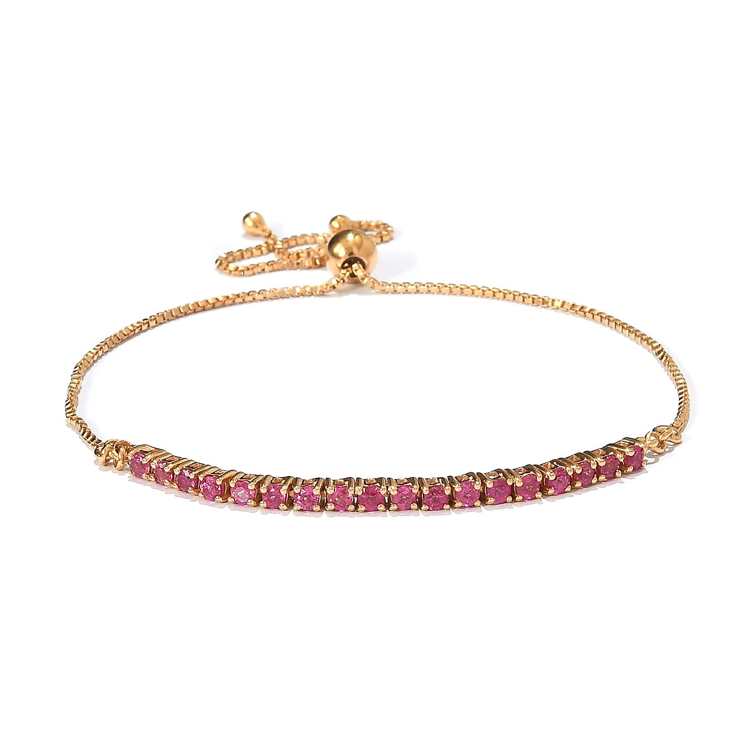 African Ruby Adjustable Bolo Bracelet (Size 6.5-9) in 14K Gold Overlay Sterling Silver 1.00 Ct.