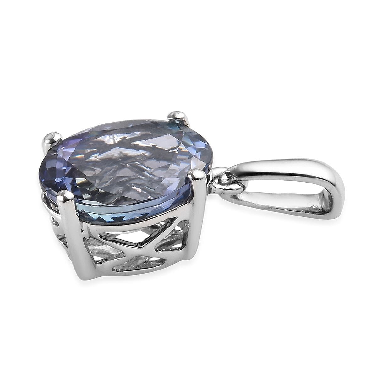RHAPSODY 950 Platinum Peacock Tanzanite (Ovl 10x8mm) Pendant 3.00 Ct.