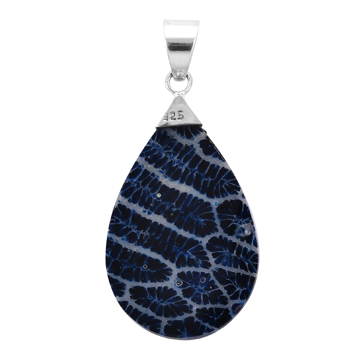 Royal Bali Collection - Blue Coral Pendant in Sterling Silver