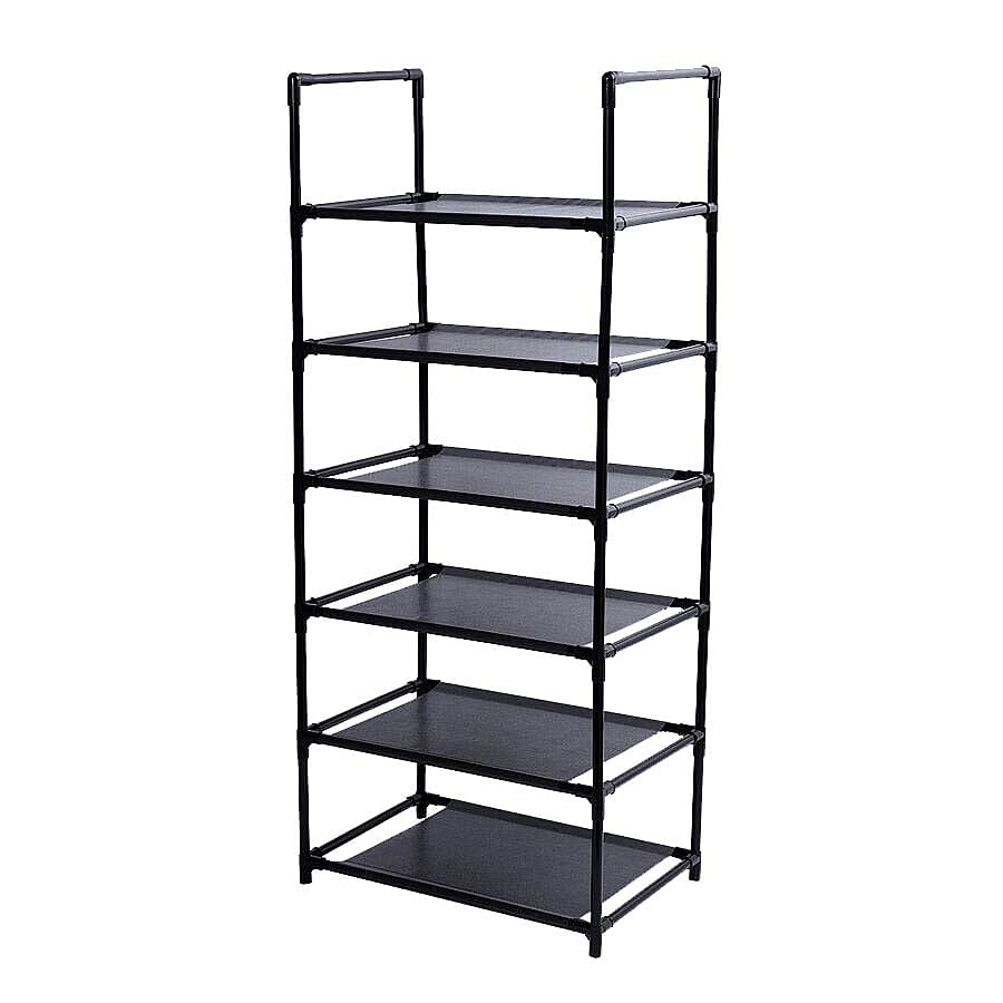 Portable 6 Layer Shoe Rack (Size 43x100x29cm) - Black