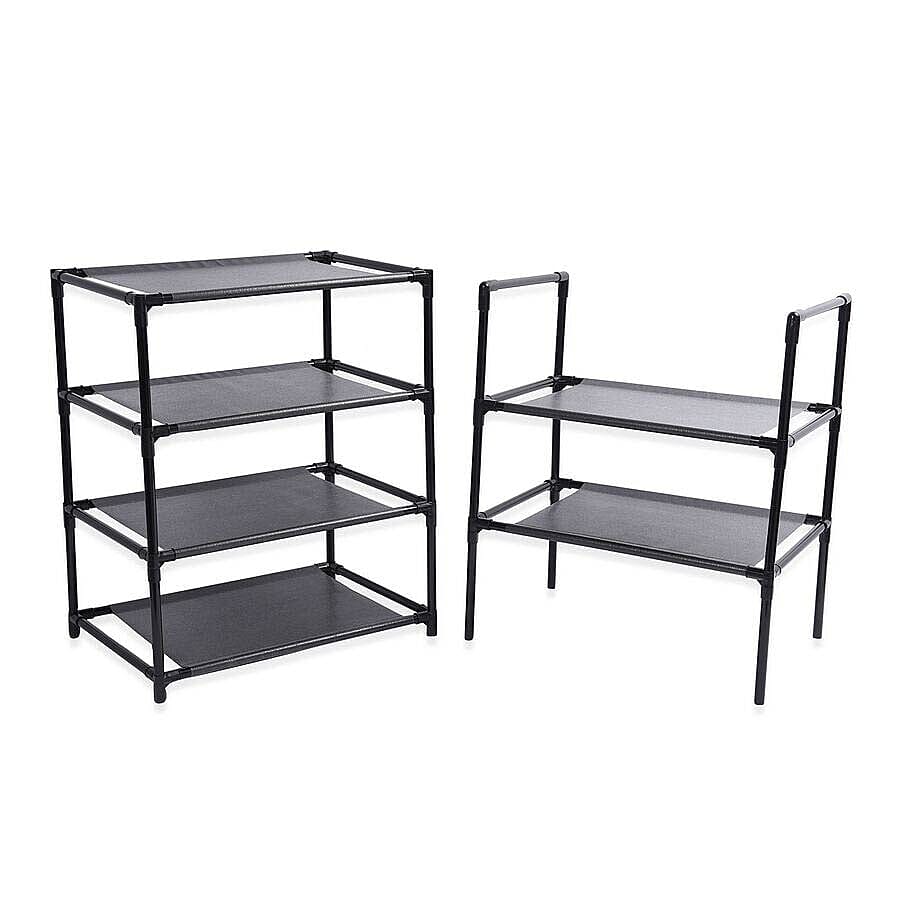 Portable 6 Layer Shoe Rack (Size 43x100x29cm) - Black