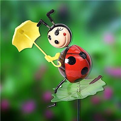 3 Piece Set - Decorative Chicken, Beetle and Bird Windmill (Height 50-55cm) - Yellow, Red and Green