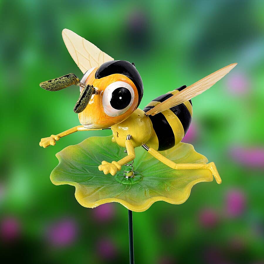 3 Piece Set - Decorative Frog, Bee and Butterfly Windmill (Height 48-51cm) - Green and Yellow