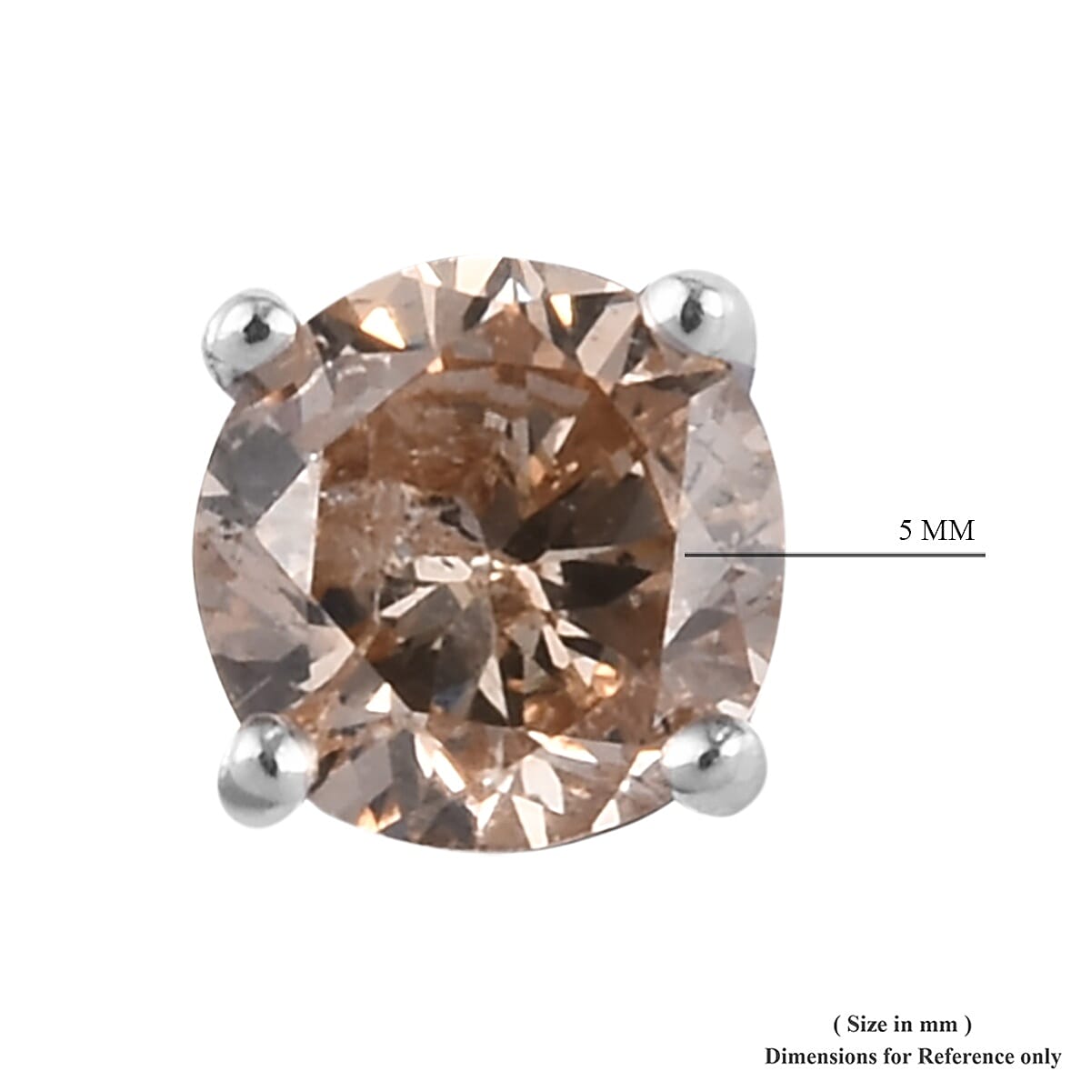 9K White Gold SGL Certified Natural Champagne Diamond (I3) Stud Earrings (with Push Back) 0.50 Ct.