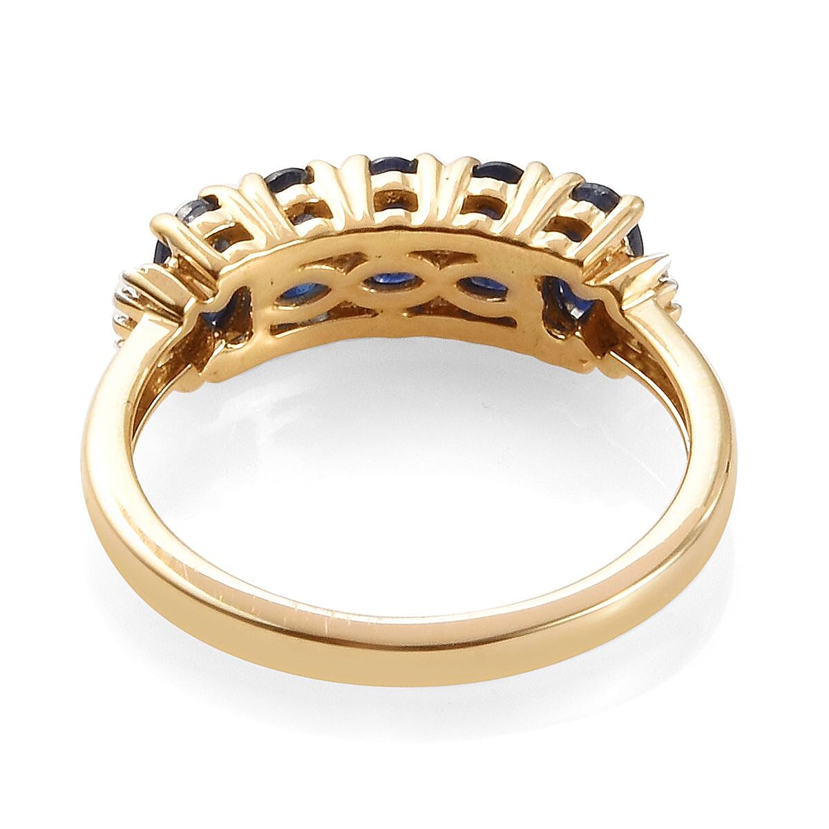 Close Out Buy - 14K Yellow Gold 100% Natural Blue Sapphire and Diamond (I2-G-H) Ring 1.56 Ct.