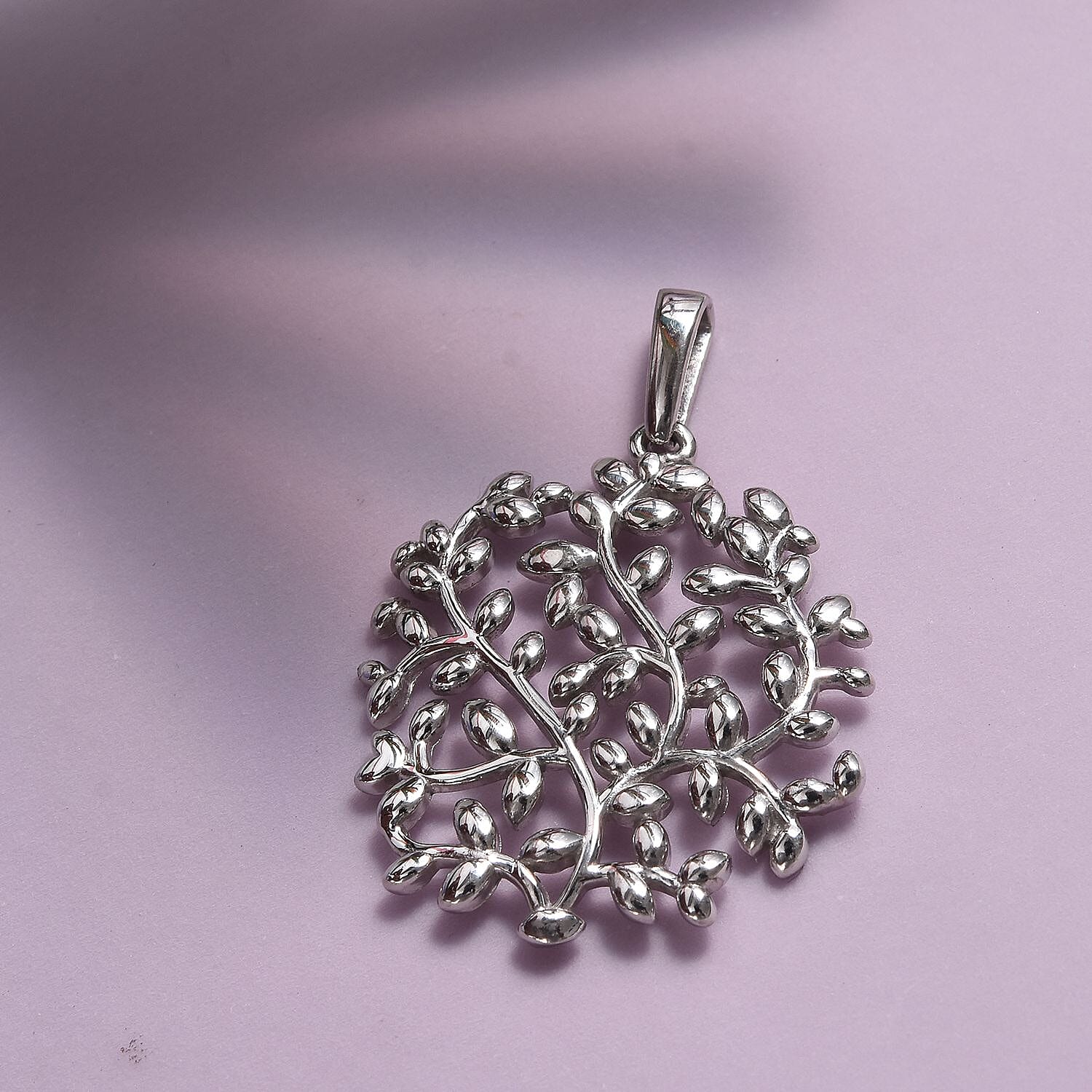 Designer Inspired- Platinum Overlay Sterling Silver Branch Vine Tree Pendant