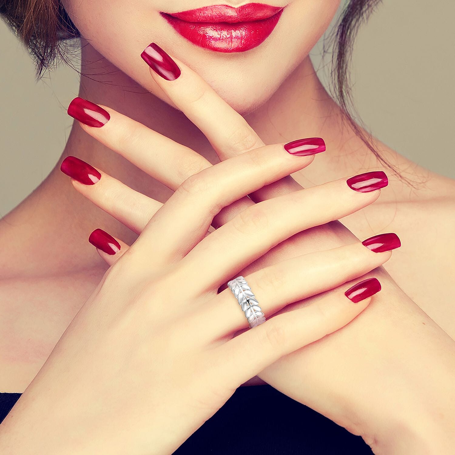 Designer Inspired- Sterling Silver Leaf Band Ring