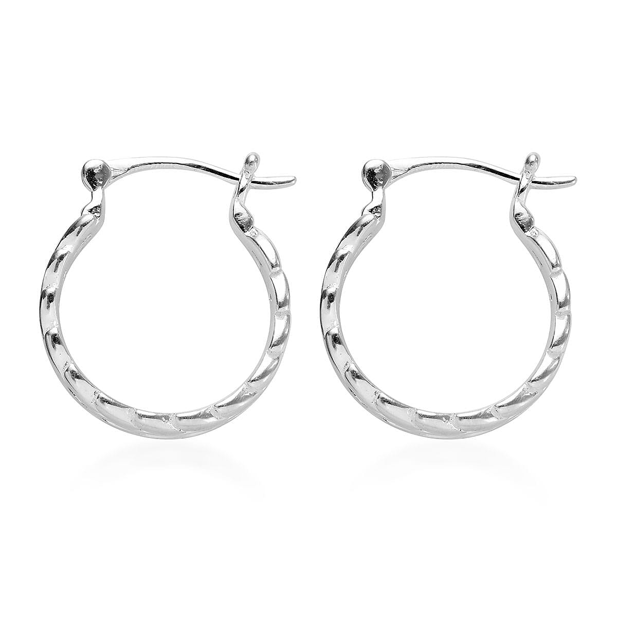Designer Inspired- Sterling Silver Leaf Hoop Earrings (with Clasp), Silver wt 4.50 Gms