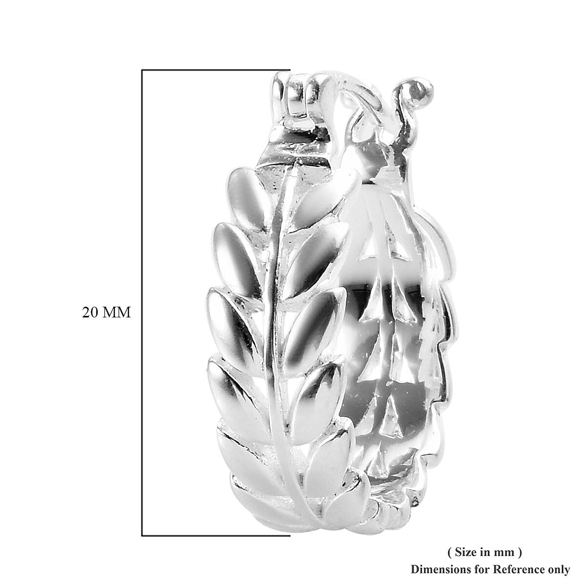 Designer Inspired- Sterling Silver Leaf Hoop Earrings (with Clasp), Silver wt 4.50 Gms