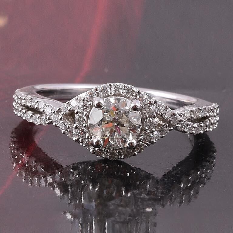 NY Close Out- 14K White Gold SGL Certified Diamond (I1-I2/G-H) Cluster Ring 1.00 Ct.