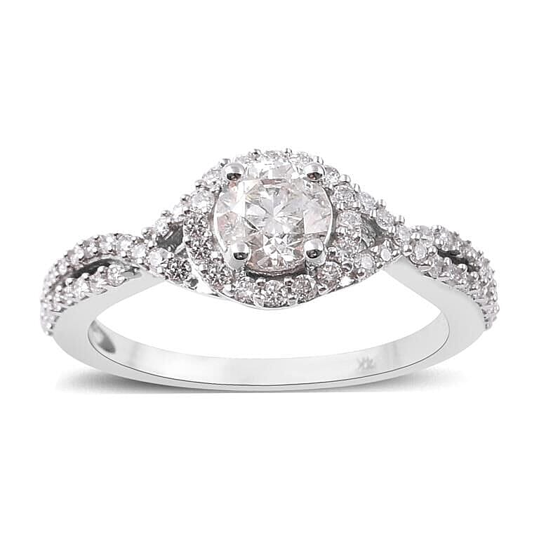 NY Close Out- 14K White Gold SGL Certified Diamond (I1-I2/G-H) Cluster Ring 1.00 Ct.