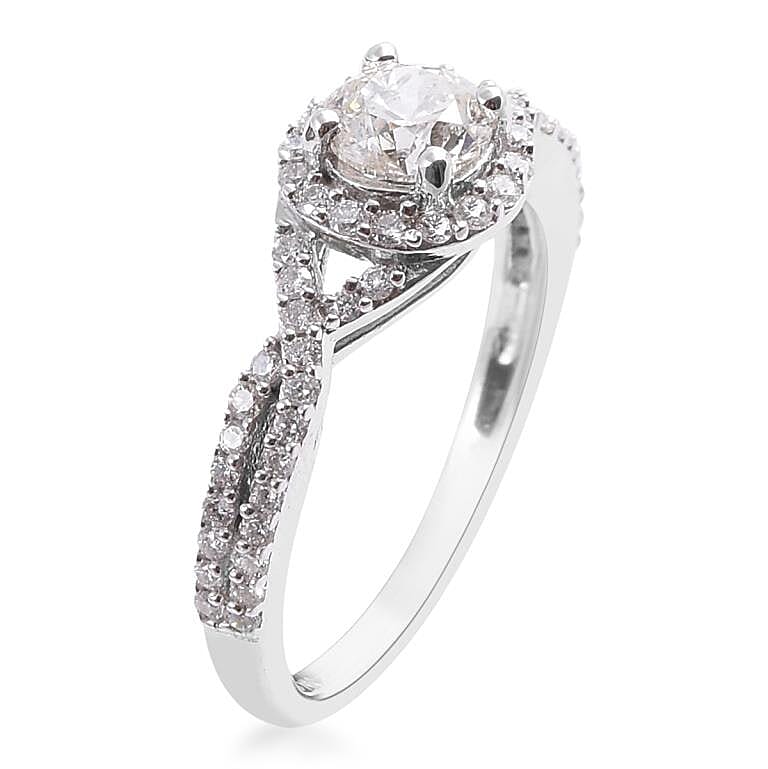 NY Close Out- 14K White Gold SGL Certified Diamond (I1-I2/G-H) Cluster Ring 1.00 Ct.