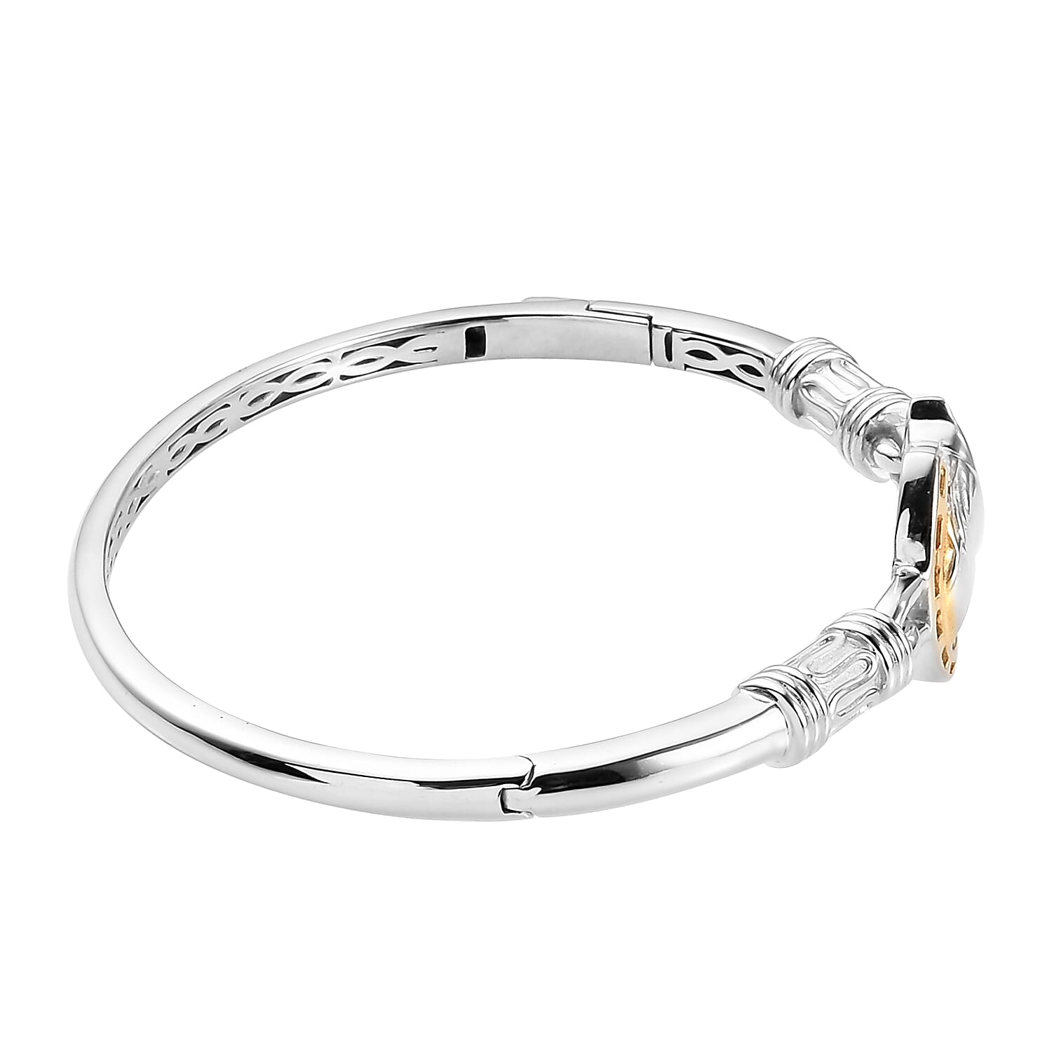 Horseshoe Bangle (Size 7.5) with Clasp in Two Tone