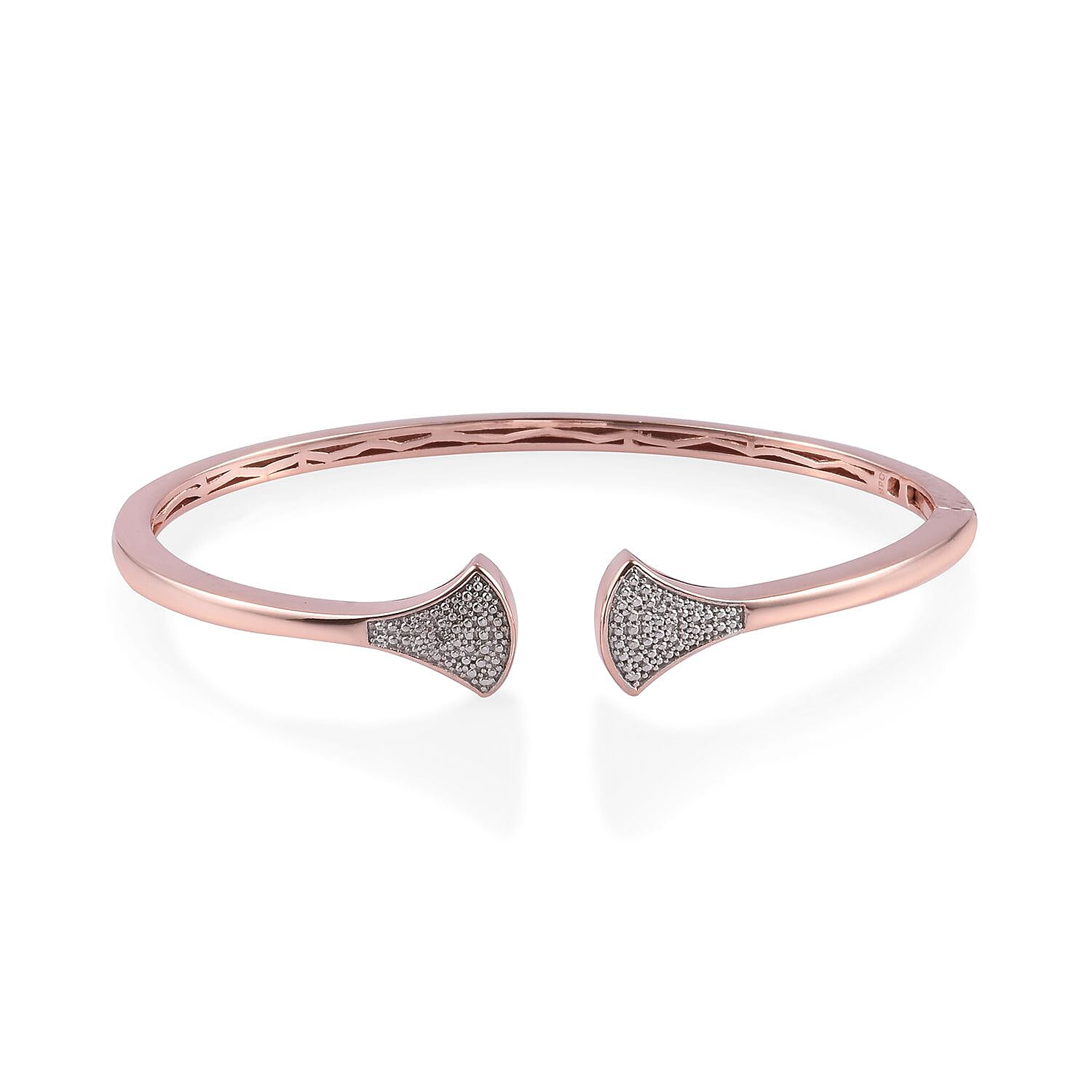 Diamond Cuff Bangle (Size 7.5) in 18K Rose Gold Plated
