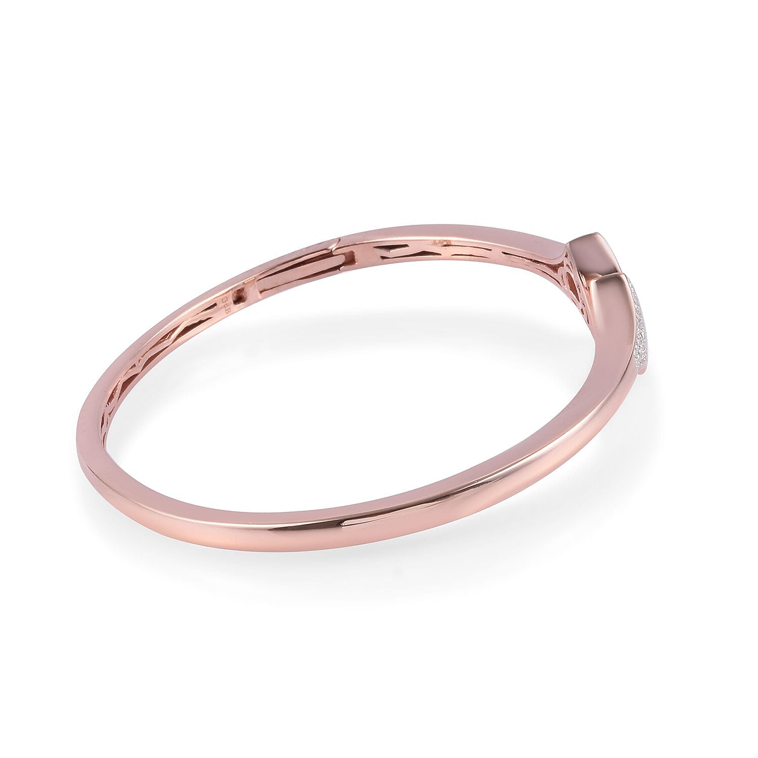 Diamond Cuff Bangle (Size 7.5) in 18K Rose Gold Plated