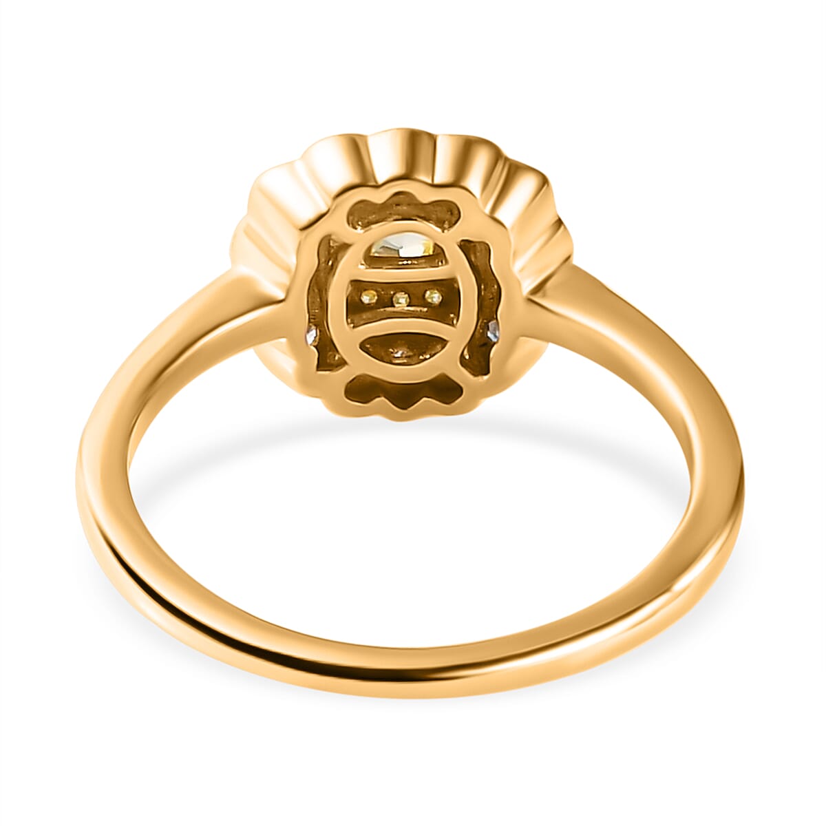 9K Yellow Gold SGL Certified Natural Yellow Diamond (I3- I2) and White Diamond (I3-G-H) Ring 0.50 Ct.