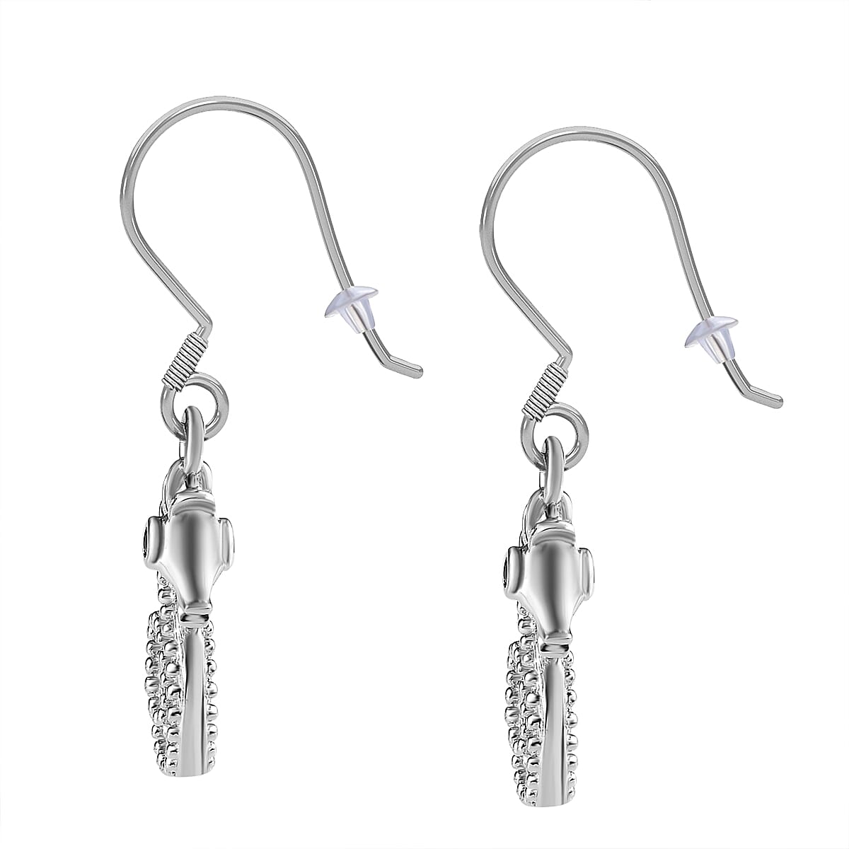 Boi Ploi Black Spinel Seahorse Earrings in Platinum Overlay & Vermeil Yellow Gold Plated Sterling Silver