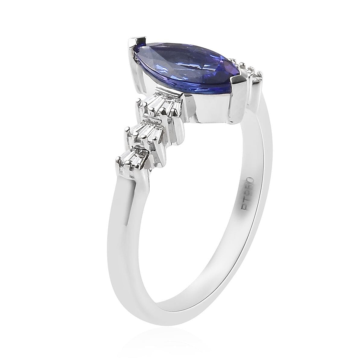 RHAPSODY 950 Platinum AAAA Tanzanite (1.05 Ct), Diamond (VS-E-F) Marquise Ring 1.20 Ct.