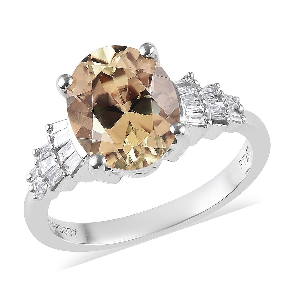 RHAPSODY 950 Platinum AAAA Turkizite and Diamond (VS-E-F) Ring 3.25 Ct, Platinum Wt 5.00 Gms