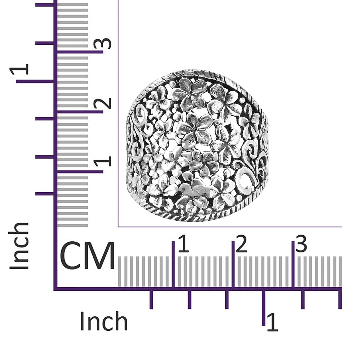 Royal Bali Collection - Sterling Silver Plumeria Flower Ring