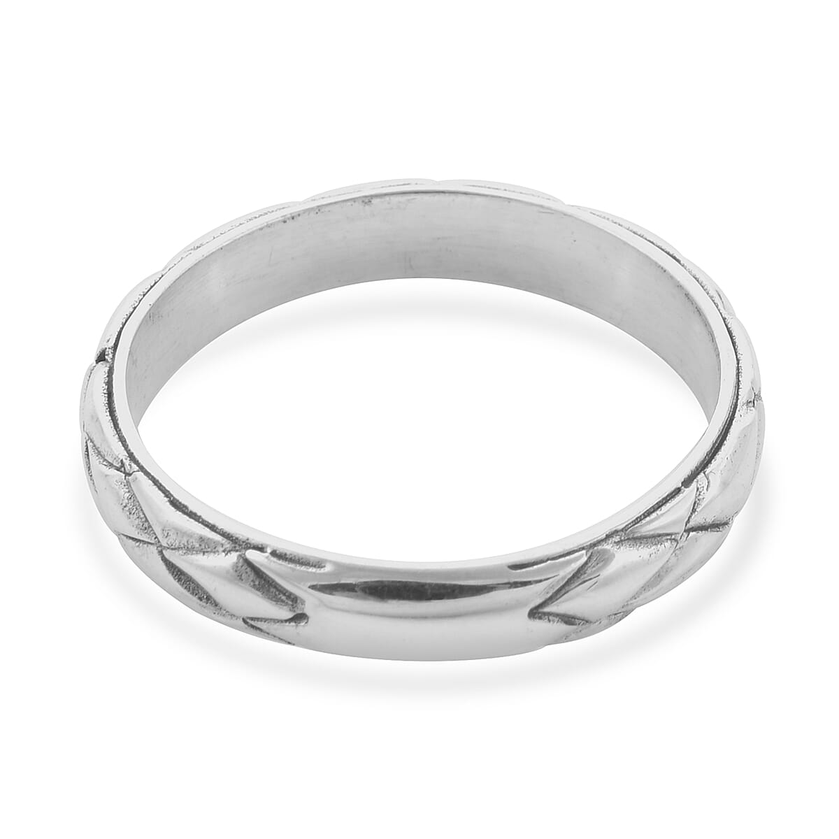 Royal Bali Collection - Sterling Silver Diamond Pattern Band Ring, Silver wt 3.10 Gms