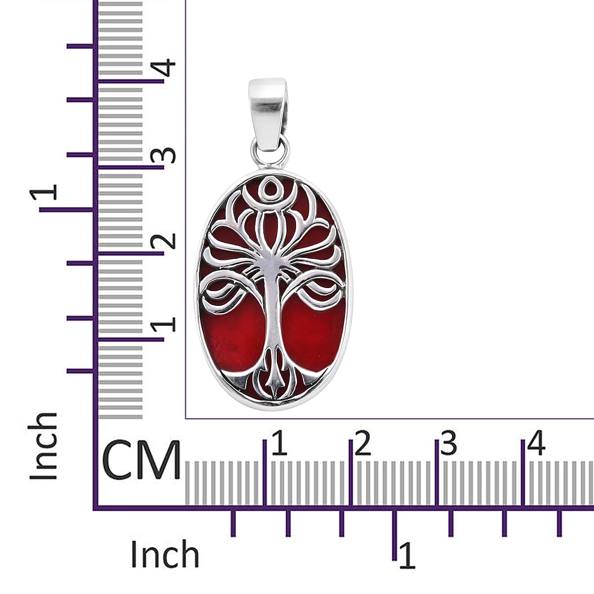 Sponge Coral (Ovl) Tree of Life Pendant in Sterling Silver