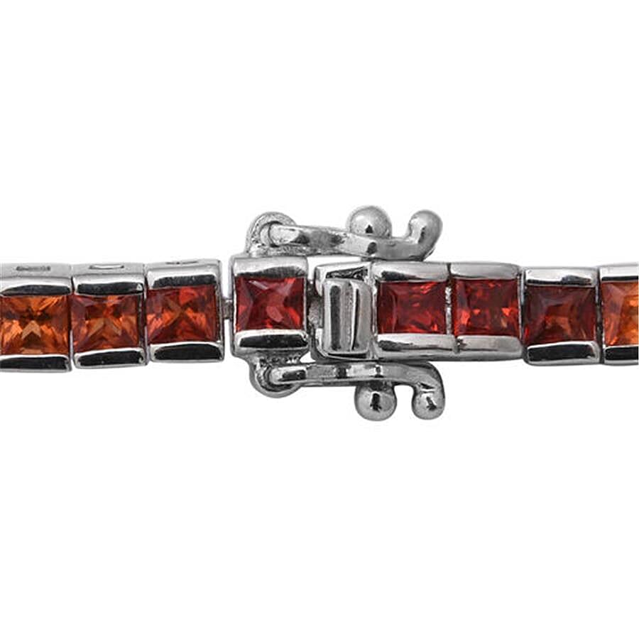 AA Rainbow Sapphire (Sqr) Tennis Bracelet (Size 7.75) in Rhodium Overlay Sterling Silver 8.55 Ct, Silver wt 11.34 Gms