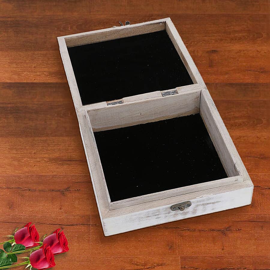 Mango Wood Antique Carving Work Jewellery Box (Size 15x14x14cm)