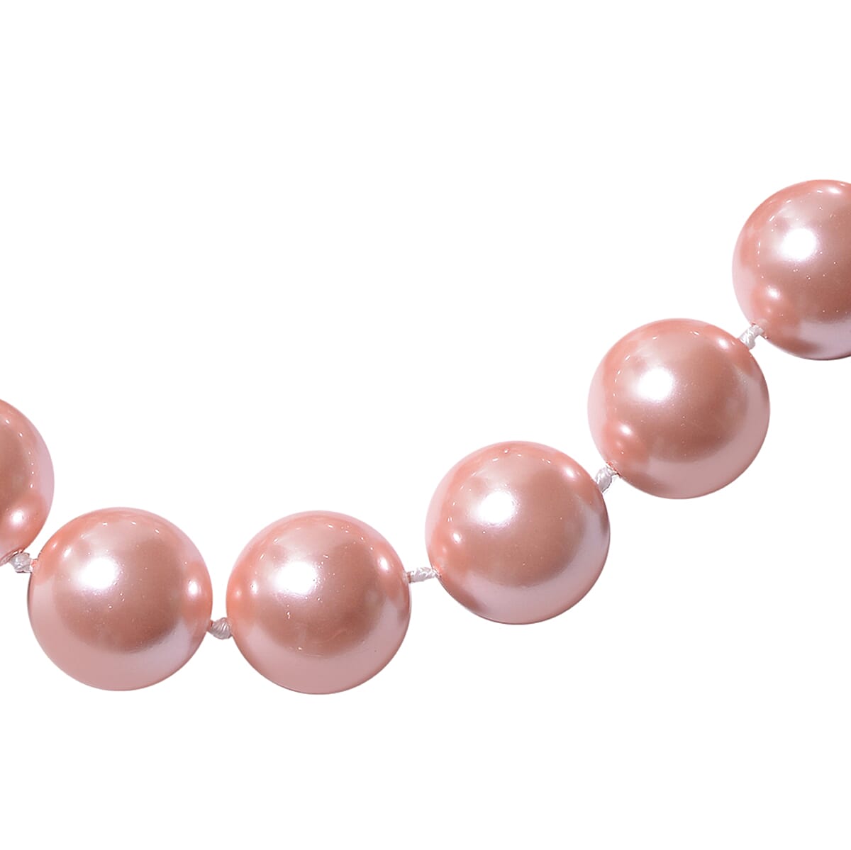 Pink Shell Pearl (Rnd 15-17mm) Necklace (Size 20) in Rhodium Overlay Sterling Silver  with Magnetic Lock