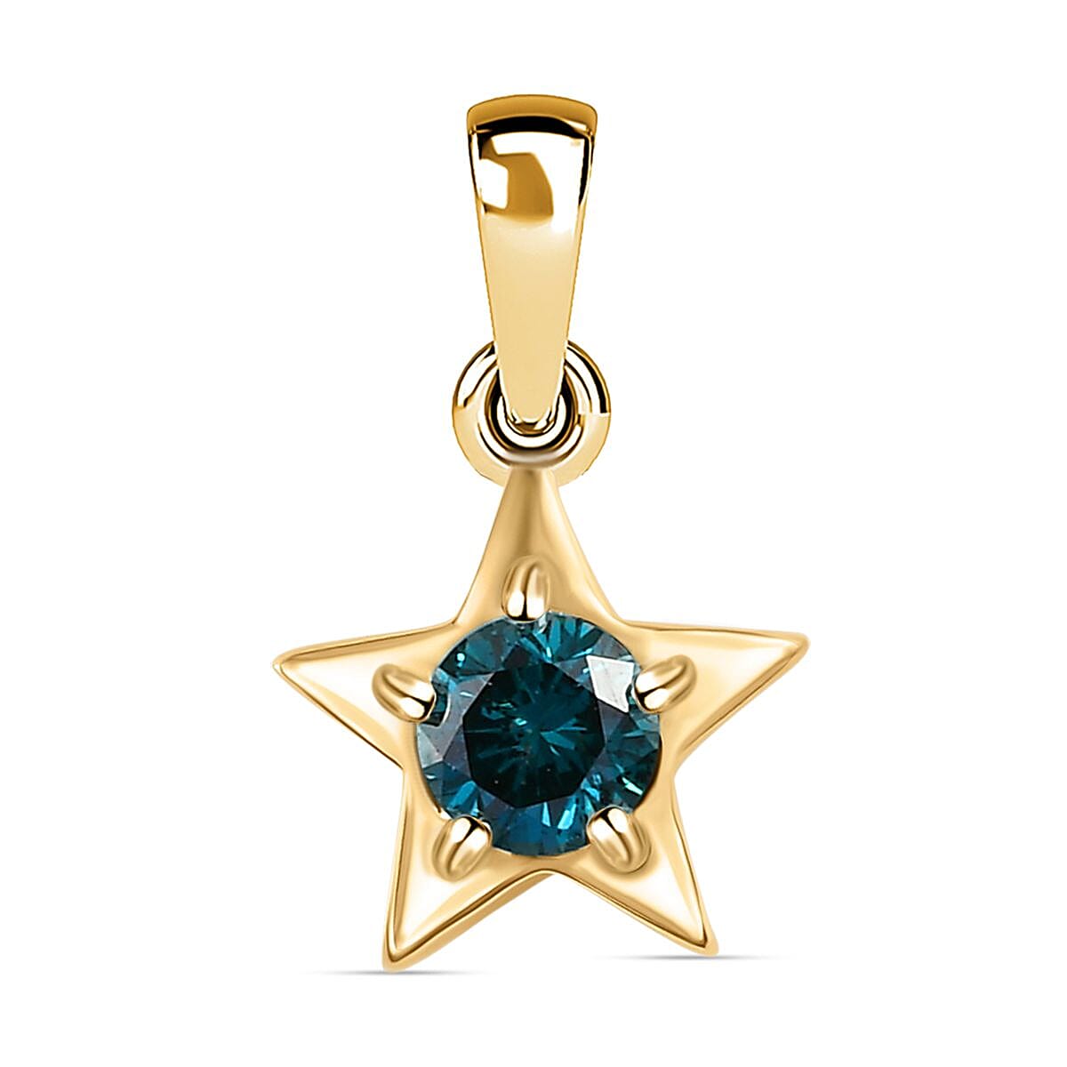 0.23 Ct SGL Certified I3 Blue Diamond Star Pendant in 9K Yellow